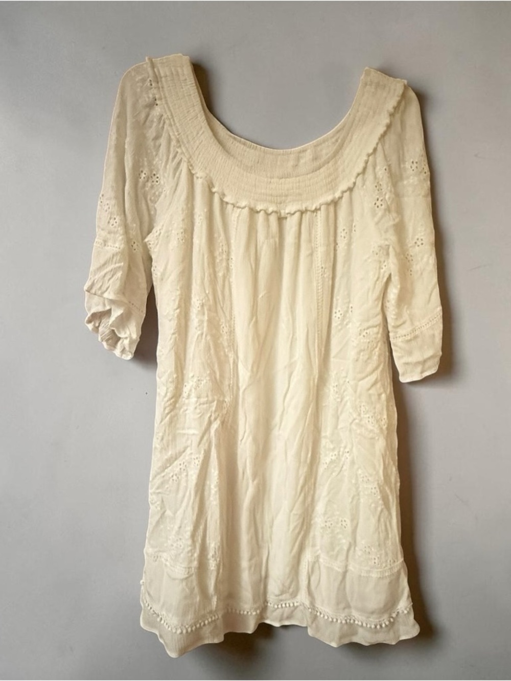 Knox Rose Cream Eyelet Peasant Dress